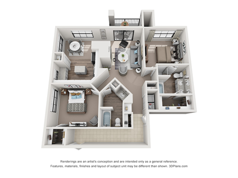 Two Bedroom Two Bathroom Floorplan 1191